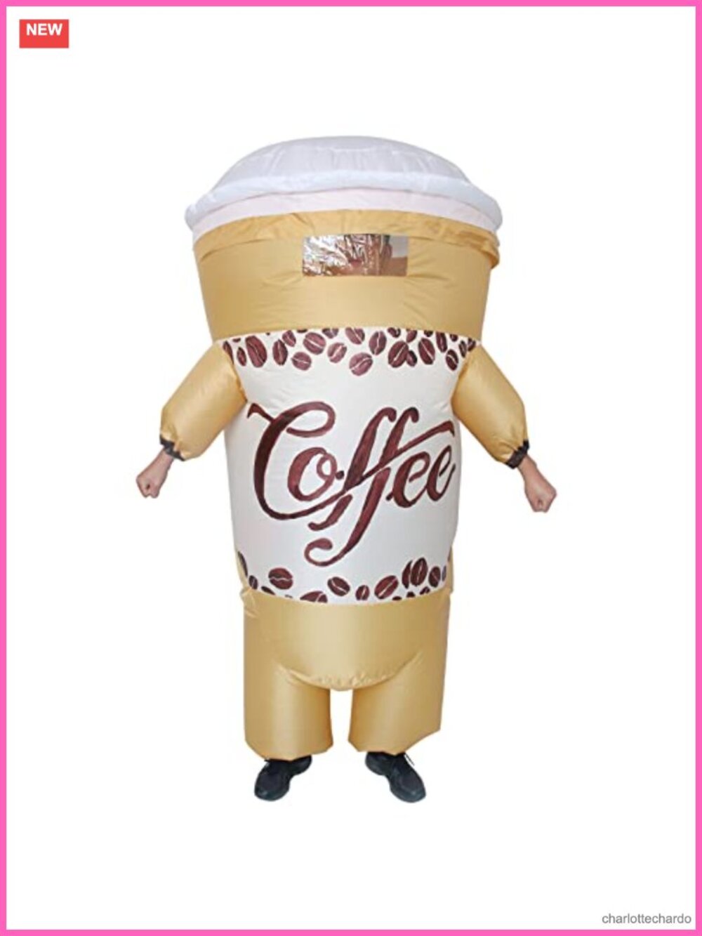 Adult Inflatable Coffee Cup Costume Blow Up Full Body Halloween Cosplay Party